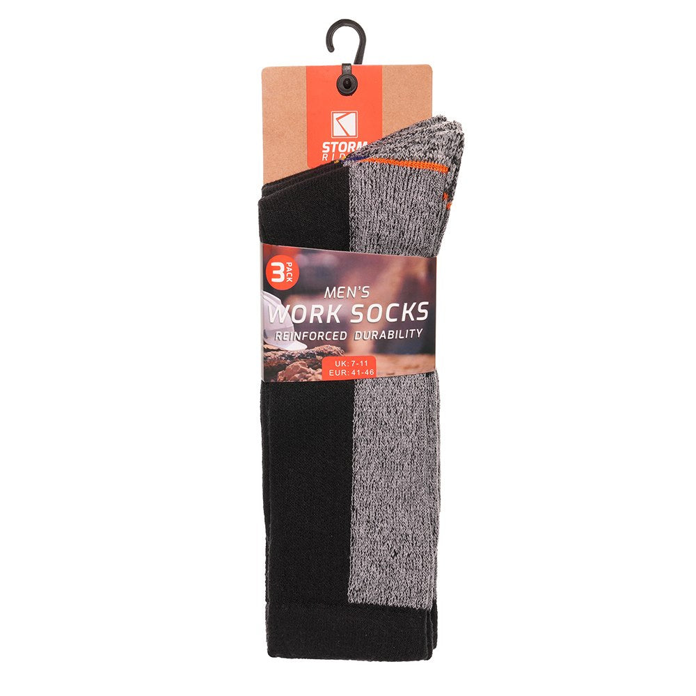 Mens Work Socks 3pk Storm Ridge Heavy Weight Full Terry Reinforced Durability Mens Work Socks 3pk Storm Ridge Heavy Weight Full Terry Reinforced Durability